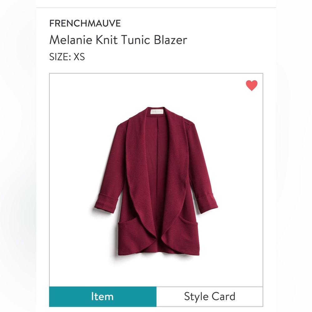 XS French Mauve Melanie Knit Tunic Blazer